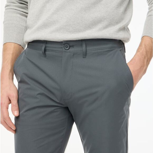 J.Crew Flex Straight Tech Chino Pants Mens 35x32 Tarnished Metal Stretch Zip Fly - Picture 3 of 9